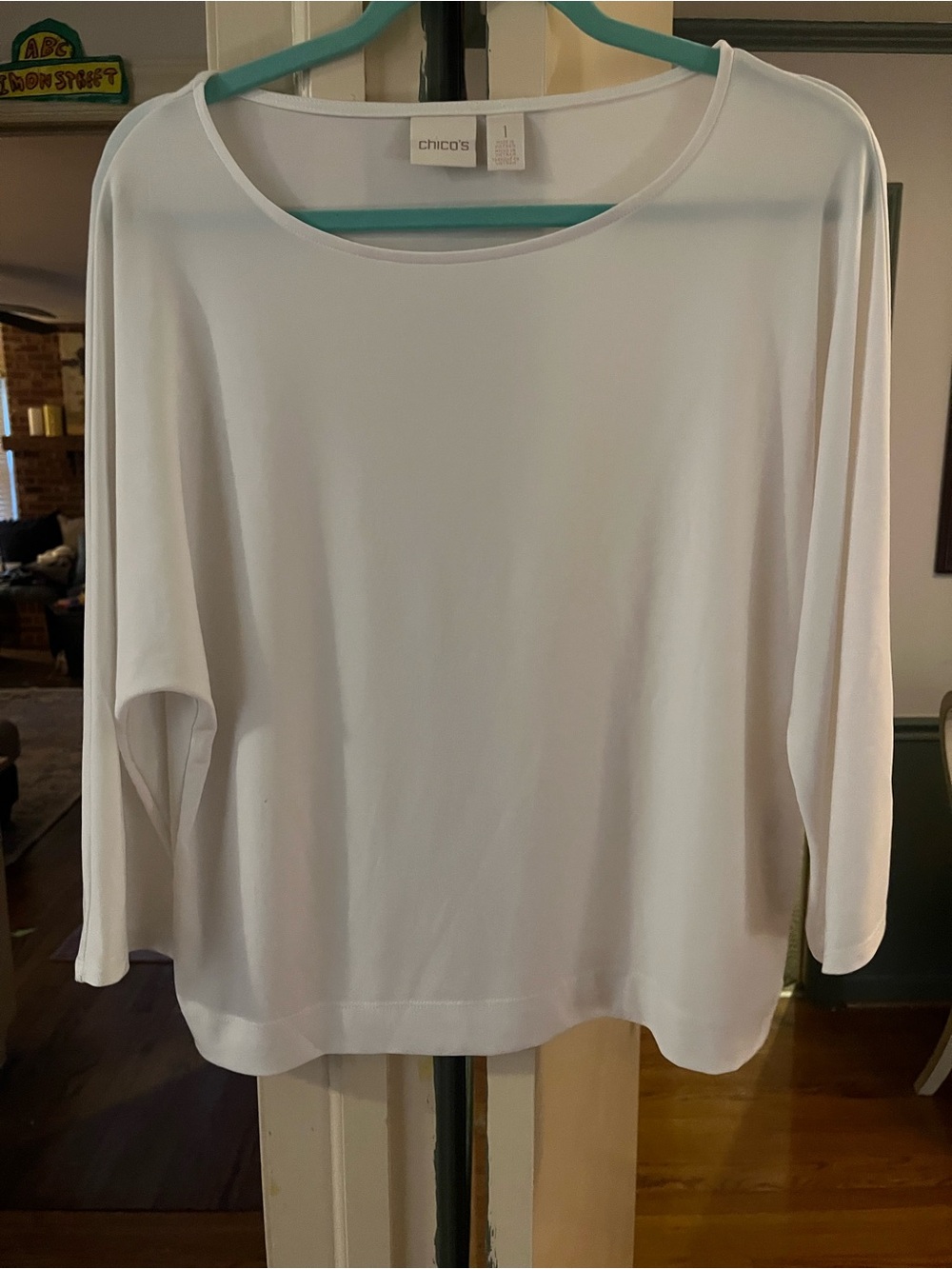 Chico's White Boatneck Long Sleeve Tee